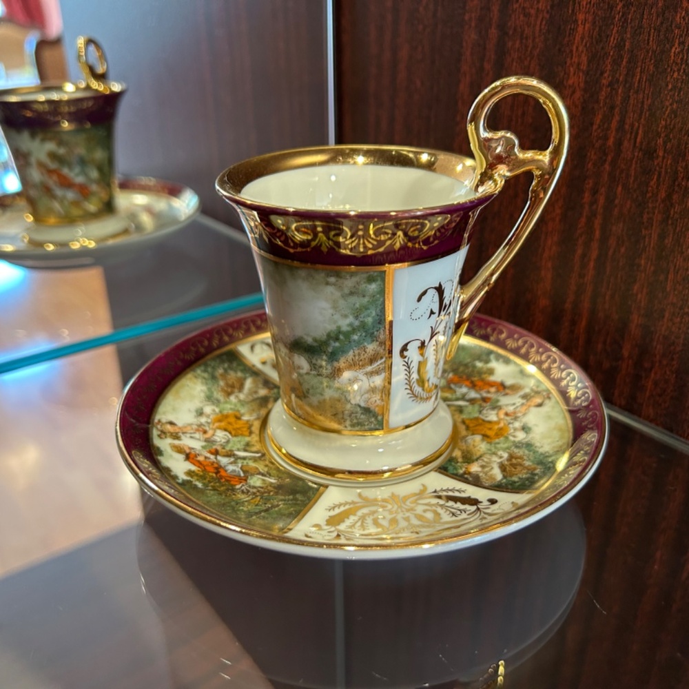 KPM Porcelain Coffee Cup and Saucer Courting Scene - Picture 2 of 12
